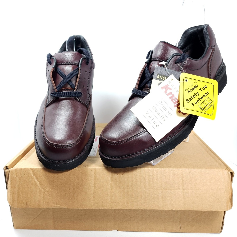 Vintage Knapp Mens Size 10.5 D Steel-Toe Dress Work Shoes Brown Leather Lace-Ups